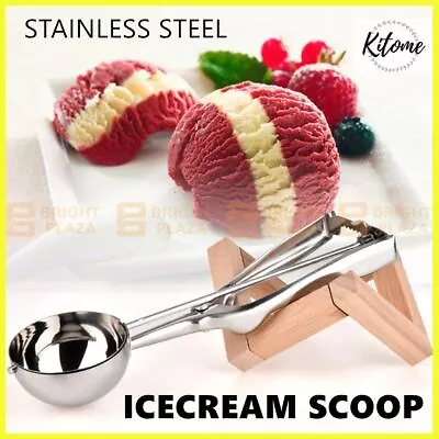 Stainless Steel Icecream Ice Cream Scoop Cookie Dough Mash Spoon Trigger 6cm Dia • $12.95