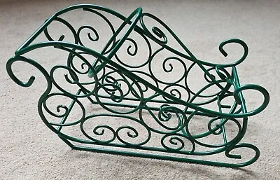 Green Metal Sleigh Wine Bottle Holder Stand New Without Tags And Box • £12.99