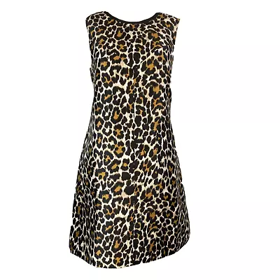 J. Crew Dress Womens Sz 10 Black Brown Leopard Sleeveless Knee Length A Line  • $28.25