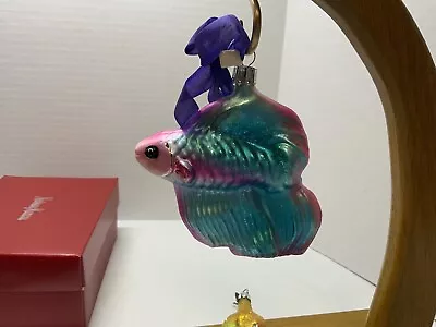 Handblown Glass Ornament - Made In Poland - BETTA/FISH - 4” Tall - Neiman Marcus • $10