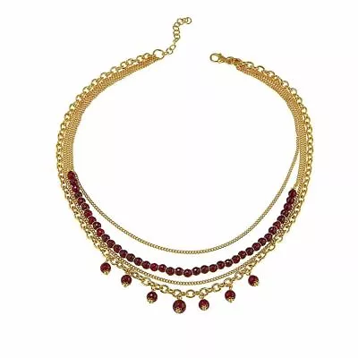 HSN Bellezza Jewelry Collection Red Quartz Multi-Row Beaded Necklace • $25