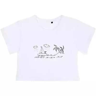 'Boat & Desert Island' Women's Cotton Crop Tops (CO036624) • $15.15