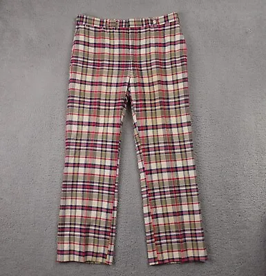 Vintage Madras Pants Cotton India Plaid Flat Front Straight 70's Mens 34 X 29 • $56.82