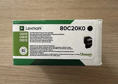 Lexmark Black Return Programme 1K Toner Cartridge 80C20K0 Genuine • £45