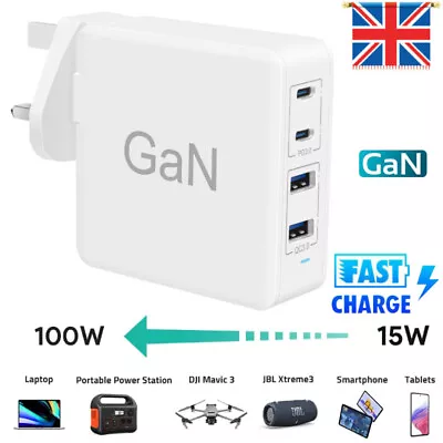 100W USB-C Laptop AC Power Supply Adapter Charger GaN/lithium QC3.0 PD Type C • £13.99