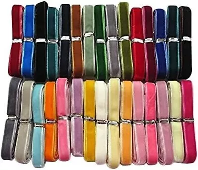 Velvet Ribbon 30 Assorted Colors 3/8  Width 30 Yards Total For Craft Or Trim • $16.46