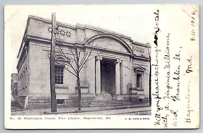 Vintage Postcard MD Hagerstown Washington County Library Open Back C1908 ~8902 • $1.98