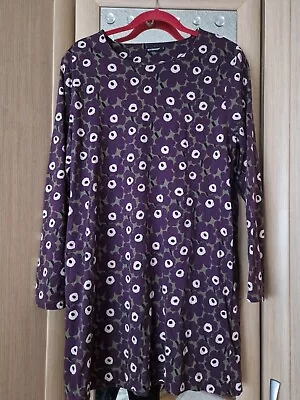 Marimekko Taria Purple Floral Blouse Tunic Dress Size XL • $37