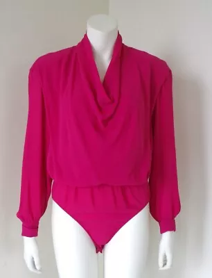 Vintage 80s Escada Margaretha Ley Silk Pink Silk Bodysuit Blouse Size 34 • $33.75