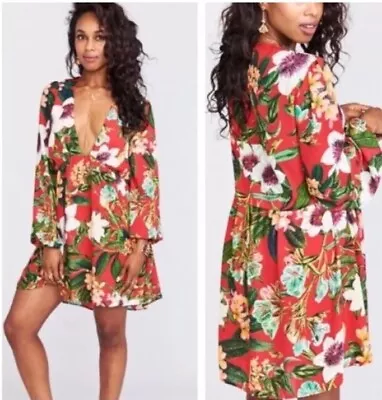 Show Me Your Mumu Red Tropical Hawaiian Floral Dakota Dress Tea Garden Medium • $14.99