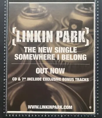 Linkin Park - Somewhere I Belong  - 2002 Vintage Poster Size Advert • £11.99