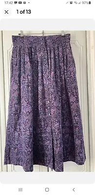 Vintage 70s 80s Laura Ashley Purple Paisley Corduroy Needlecord Skirt 12 14 • £38