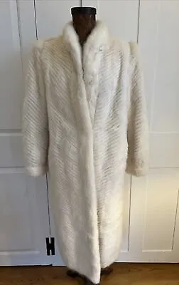 Vintage Full Length White Fur Coat Fox Medium • $399.99