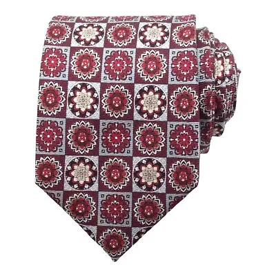 $16.88 • Buy Jos. A. Bank Mens Neck Tie 100% Silk Red Designer Woven Geometric Necktie 3.25 