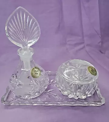 Princess House 1980's Heritage Romance Lead Crystal 3 Piece Vanity Set #807 • $40