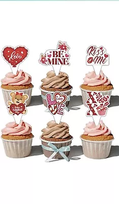 Valentine’s Day Cupcake Toppers- Set Of 24- 4 Of 6 Different Designs  • $3.99