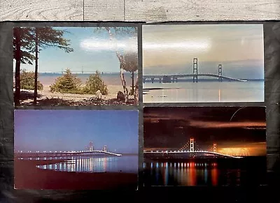 Postcard Mackinac Straits Bridge Michigan Daytime And Night Time Lot Of 4 • $3.82