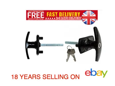 Cardale Garage Door Lock Handle BLACK T BAR LOCKING CANOPY UP & OVER SPARES PART • £14.40