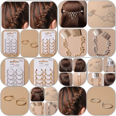 £1.99 • Buy Hair Chains & Hair Rings For Prom Bridal Silver Gold Crystal On Grips Or Combs 