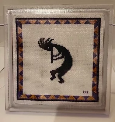 VTG Needlepoint Native American Kachina Dancer Lucite Frame I. Cork Western Art • $17.95