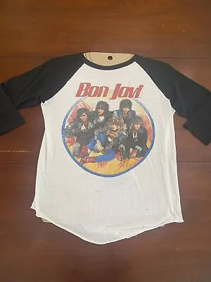 £93.40 • Buy Vintage Men’s Small Bon Jovi 1987 Slippery When Wet Concert Raglan Tour T Shirt