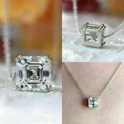 3.00 CTW Asscher Cut DVVS1 Moissanite Wedding Anniversary Pendant • $122.35