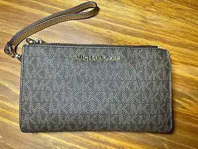 Michael Kors Jet Set Travel Trifold Wristlet For Women - Brown Pvc/Dark Acorn • $30