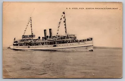 C1907 Steamer SS Steel Pier Boston Provincetown Boat MA Postcard • $18.50