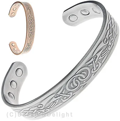 Magnetic Bracelet Ladies Mens Bangle Celtic Copper Pewter Arthritis Cuff Bio • £8.99