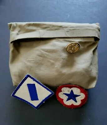 WWI US Military Bag Pouch WWI American Great Seal Button 2 Patches 1910 • $32.20