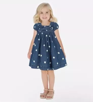 Mayoral Girls Dress Denim Spring Dress With Flowers Size 6 • $22.95