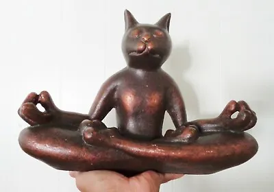 Vintage Big England Metal Cat Figurine Sculpture Copper Color Meditation Nr • $69.99