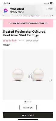 Pandora Fresh Water Pearl Earrings • £50