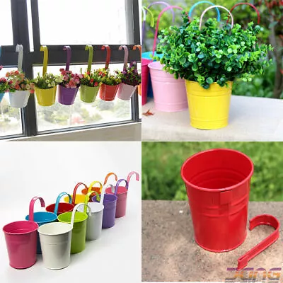 12 Colors Metal Iron Flower Pot Hanging Balcony Garden Plant Planter Home Decor  • £11.99