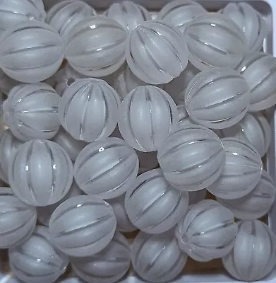 20mm Bead Frosted White Pumpkin Shape Bubblegum Beads  Acrylic Beads 20 Pc Lot • $6.99