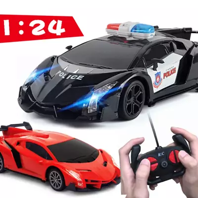 1:24 Police Lamborghini Ferrari Electric Rc Radio Remote Control Car Kid Toy • $18.36