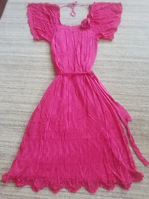 £7.50 • Buy COAST Fuschia Knit/crochet Lined Striking Dress Size 12, Excellent Cond