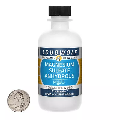 Magnesium Sulfate Anhydrous / 4 Oz Bottle / 99% USP Food Grade / Fine Powder • $8.99