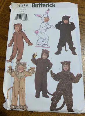 Butterick Costumes 3238 Kids Bunny Mouse Lion Monkey Bear Size 2345 • $9.25