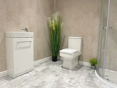 £0.99 • Buy 10 Concrete Beige Matt PVC Bathroom Cladding Shower Wet Wall Panels Kitchen