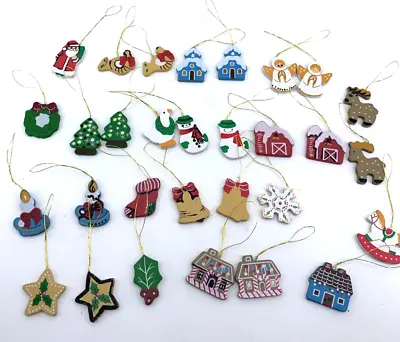 Vintage Miniature Flat Back Christmas Ornaments Hand Painted 1  Tall Lot Of 30 • $11.99