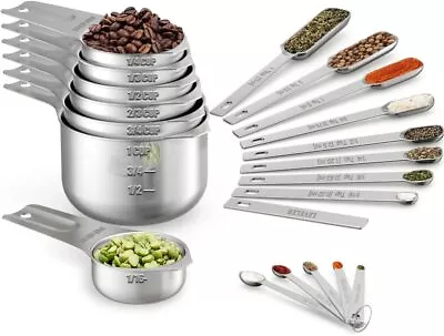 £31.95 • Buy Measuring Cups & Spoons Set Of 21 Professional Stainless Steel Baking Cooking
