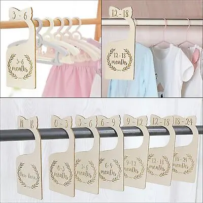 7Pcs Baby Clothes Size Hanger Organizer Nursery Closet Age Dividers Baby Size • £7.69
