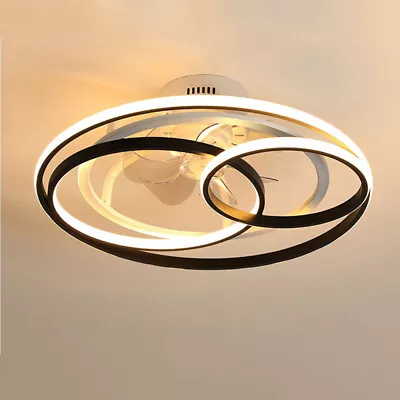 3-Colors Modern Ceiling Fan Light Flush Mount LED Chandelier Lamp With Remote • $65.55