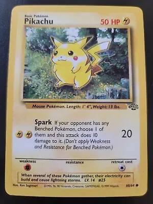 $2.99 • Buy Pikachu 60/64 - Pokemon Card Unlimited Edition Rare Non Holo Base Set 1999 