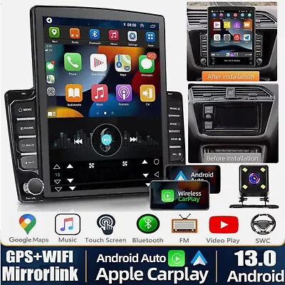 9.7  Vertical Car Stereo Radio Wireless Apple Carplay GPS Navi Wifi Android 13.0 • $149.50