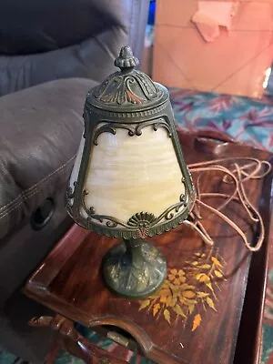 Vintage Victorian Slag Stained Glass Shade Table Lamp Boudoir Vintage 13  • $169.95