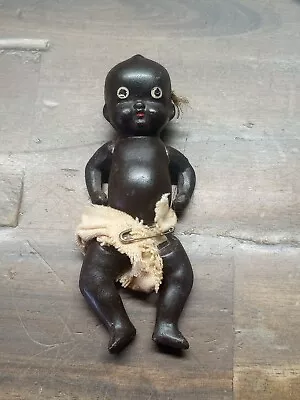 Vintage Porcelain Doll Miniature Made In Japan Black Jointed Moving Arms & Legs • $14.90