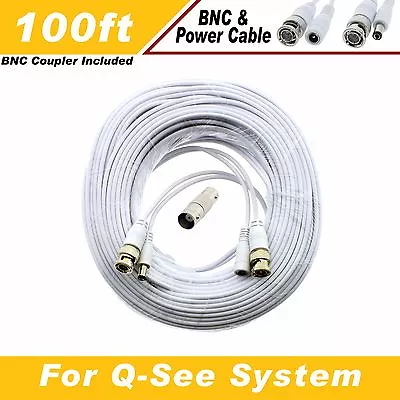 White Premium 100ft Bnc Cables For 8 Ch Q-see Systems Qt-5140 578 5516 5032 • $23.99