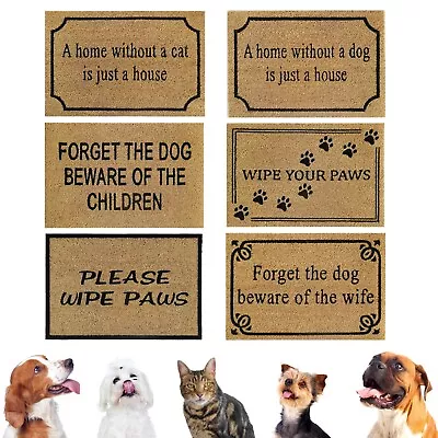 Door Mats Cat Dog Pet Entrance Mat Natural Coir Rug Non-Slip Rubber Backing • £9.49